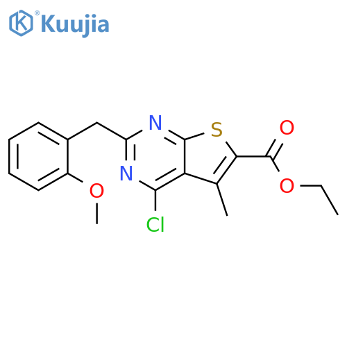 ethyl 4-chloro-2-[(2-methoxyphenyl)methyl]-5-methylthieno[2,3-d]pyrimidine-6-carboxylate structure