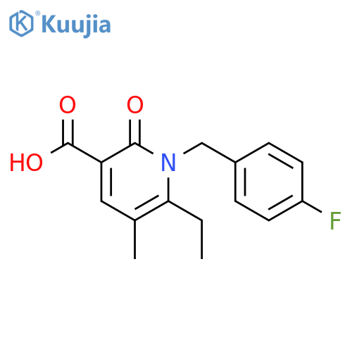 3-Pyridinecarboxylic acid, 6-ethyl-1-[(4-fluorophenyl)methyl]-1,2-dihydro-5-methyl-2-oxo- structure