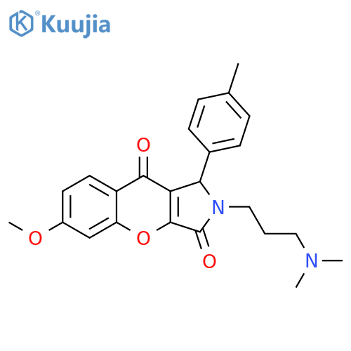 2-3-(dimethylamino)propyl-6-methoxy-1-(4-methylphenyl)-1H,2H,3H,9H-chromeno2,3-cpyrrole-3,9-dione structure