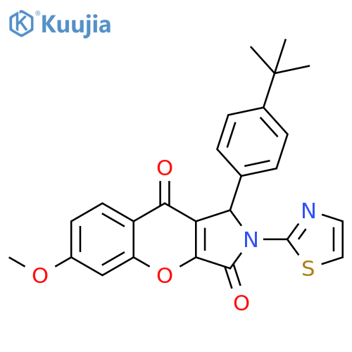 1-(4-tert-butylphenyl)-6-methoxy-2-(1,3-thiazol-2-yl)-1H,2H,3H,9H-chromeno2,3-cpyrrole-3,9-dione structure