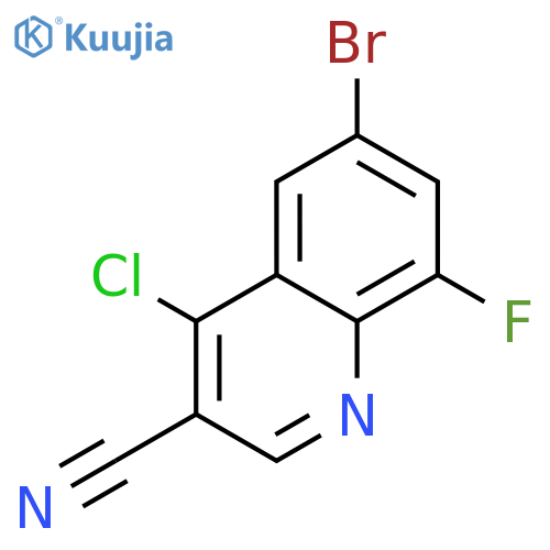 6-bromo-4-chloro-8-fluoro-quinoline-3-carbonitrile structure