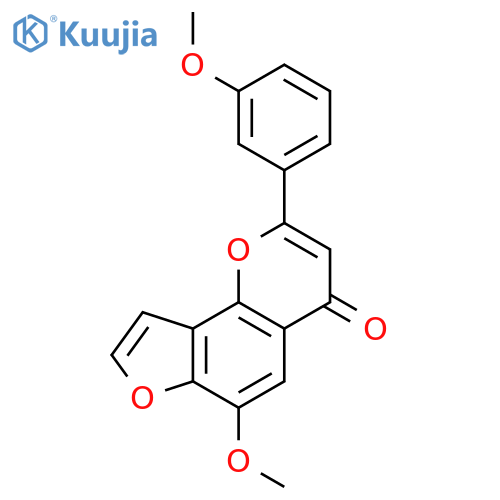 4H-Furo[2,3-h]-1-benzopyran-4-one, 6-methoxy-2-(3-methoxyphenyl)- structure