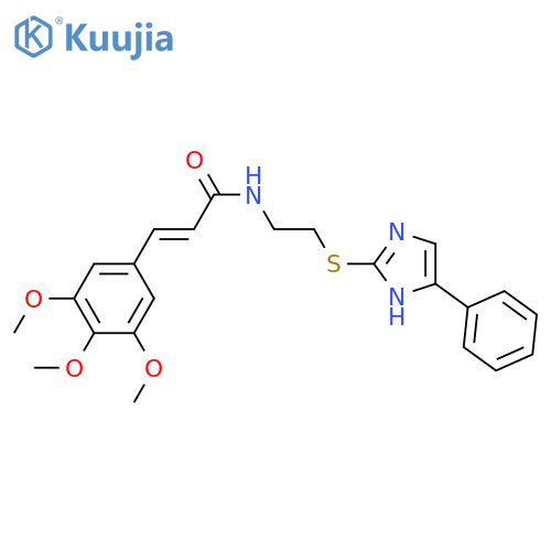 (2E)-N-{2-(5-phenyl-1H-imidazol-2-yl)sulfanylethyl}-3-(3,4,5-trimethoxyphenyl)prop-2-enamide structure