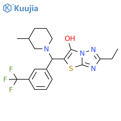 2-ethyl-5-(3-methylpiperidin-1-yl)3-(trifluoromethyl)phenylmethyl-1,2,4triazolo3,2-b1,3thiazol-6-ol structure