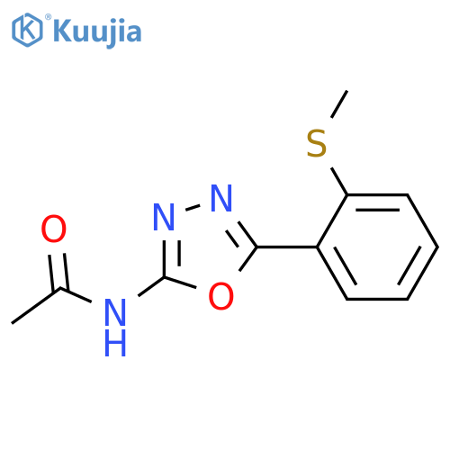 N-{5-2-(methylsulfanyl)phenyl-1,3,4-oxadiazol-2-yl}acetamide structure