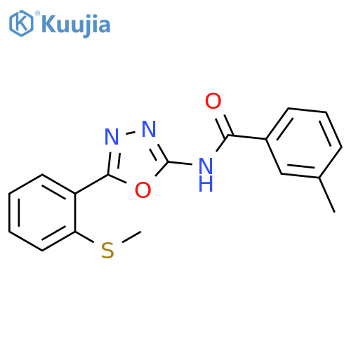 3-methyl-N-{5-2-(methylsulfanyl)phenyl-1,3,4-oxadiazol-2-yl}benzamide structure