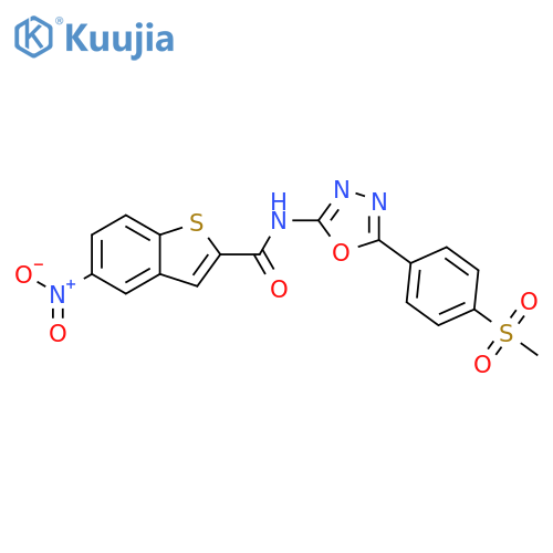 N-5-(4-methanesulfonylphenyl)-1,3,4-oxadiazol-2-yl-5-nitro-1-benzothiophene-2-carboxamide structure