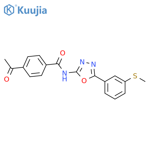 4-acetyl-N-{5-3-(methylsulfanyl)phenyl-1,3,4-oxadiazol-2-yl}benzamide structure