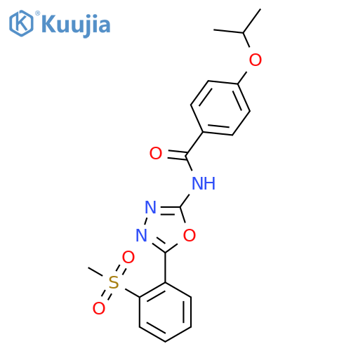 N-5-(2-methanesulfonylphenyl)-1,3,4-oxadiazol-2-yl-4-(propan-2-yloxy)benzamide structure