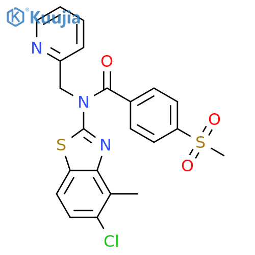 N-(5-chloro-4-methyl-1,3-benzothiazol-2-yl)-4-methanesulfonyl-N-(pyridin-2-yl)methylbenzamide structure