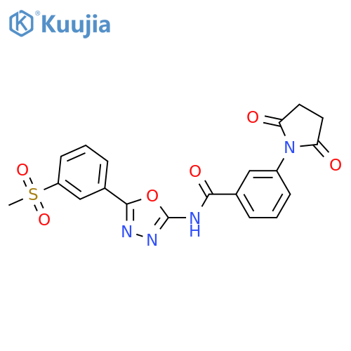 3-(2,5-dioxopyrrolidin-1-yl)-N-5-(3-methanesulfonylphenyl)-1,3,4-oxadiazol-2-ylbenzamide structure