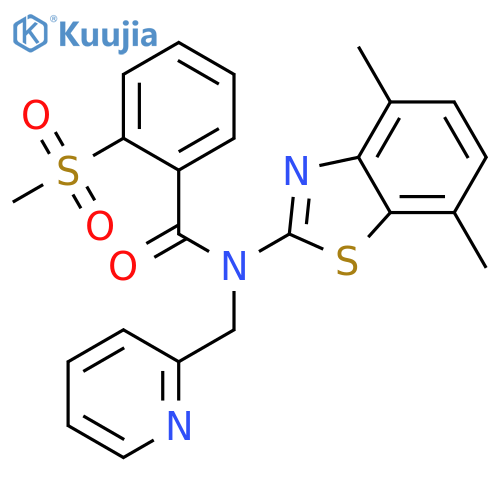 N-(4,7-dimethyl-1,3-benzothiazol-2-yl)-2-methanesulfonyl-N-(pyridin-2-yl)methylbenzamide structure