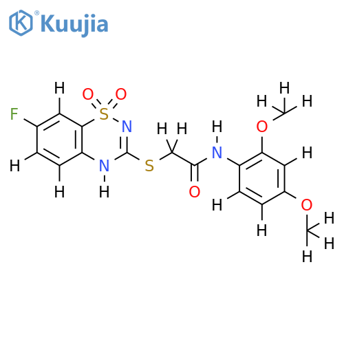 N-(2,4-dimethoxyphenyl)-2-(7-fluoro-1,1-dioxo-4H-1lambda6,2,4-benzothiadiazin-3-yl)sulfanylacetamide structure