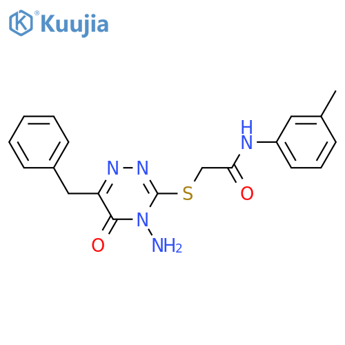 2-(4-amino-6-benzyl-5-oxo-4,5-dihydro-1,2,4-triazin-3-yl)sulfanyl-N-(3-methylphenyl)acetamide structure