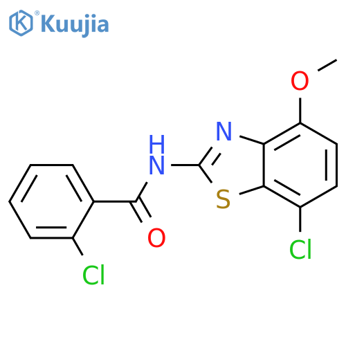 2-chloro-N-(7-chloro-4-methoxy-1,3-benzothiazol-2-yl)benzamide structure