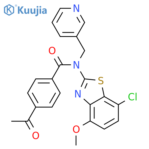 4-acetyl-N-(7-chloro-4-methoxy-1,3-benzothiazol-2-yl)-N-(pyridin-3-yl)methylbenzamide structure