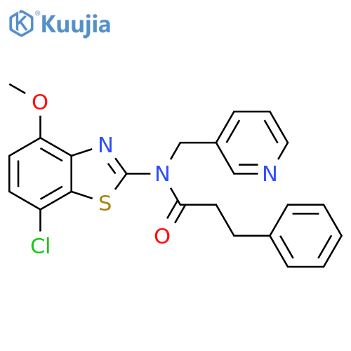 N-(7-chloro-4-methoxy-1,3-benzothiazol-2-yl)-3-phenyl-N-(pyridin-3-yl)methylpropanamide structure