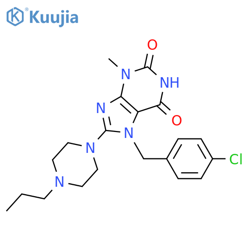 7-(4-chlorophenyl)methyl-3-methyl-8-(4-propylpiperazin-1-yl)-2,3,6,7-tetrahydro-1H-purine-2,6-dione structure