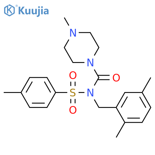 N-(2,5-dimethylphenyl)methyl-4-methyl-N-(4-methylbenzenesulfonyl)piperazine-1-carboxamide structure