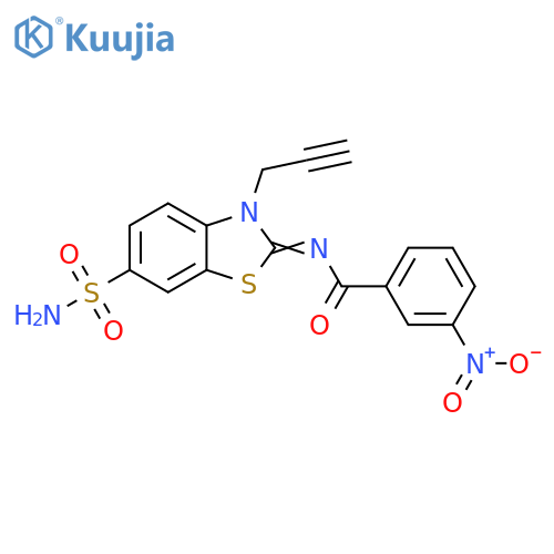3-nitro-N-(2Z)-3-(prop-2-yn-1-yl)-6-sulfamoyl-2,3-dihydro-1,3-benzothiazol-2-ylidenebenzamide structure