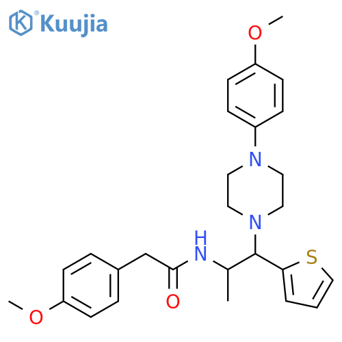 2-(4-methoxyphenyl)-N-{1-4-(4-methoxyphenyl)piperazin-1-yl-1-(thiophen-2-yl)propan-2-yl}acetamide structure