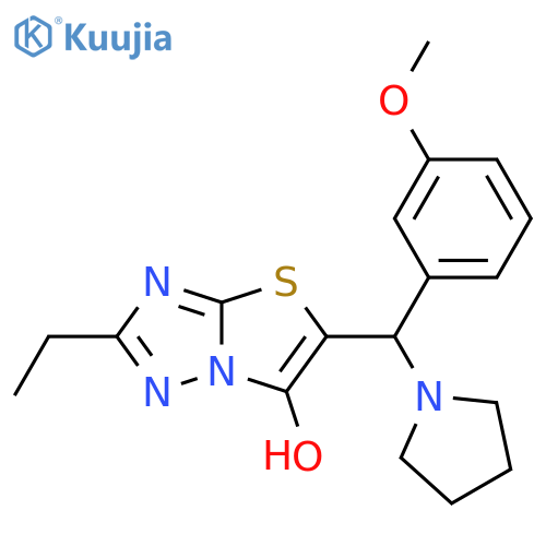2-ethyl-5-(3-methoxyphenyl)(pyrrolidin-1-yl)methyl-1,2,4triazolo3,2-b1,3thiazol-6-ol structure