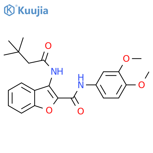 N-(3,4-dimethoxyphenyl)-3-(3,3-dimethylbutanamido)-1-benzofuran-2-carboxamide structure