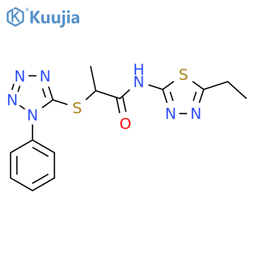 N-(5-ethyl-1,3,4-thiadiazol-2-yl)-2-(1-phenyl-1H-1,2,3,4-tetrazol-5-yl)sulfanylpropanamide structure