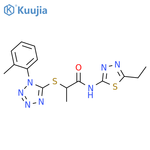 N-(5-ethyl-1,3,4-thiadiazol-2-yl)-2-{1-(2-methylphenyl)-1H-1,2,3,4-tetrazol-5-ylsulfanyl}propanamide structure