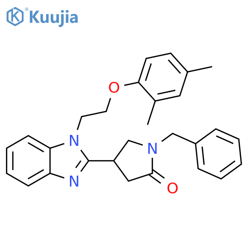 1-benzyl-4-{1-2-(2,4-dimethylphenoxy)ethyl-1H-1,3-benzodiazol-2-yl}pyrrolidin-2-one structure