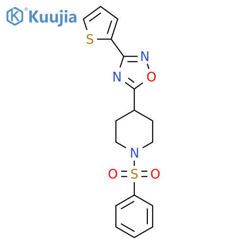 1-(benzenesulfonyl)-4-3-(thiophen-2-yl)-1,2,4-oxadiazol-5-ylpiperidine structure