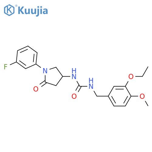 1-(3-ethoxy-4-methoxyphenyl)methyl-3-1-(3-fluorophenyl)-5-oxopyrrolidin-3-ylurea structure