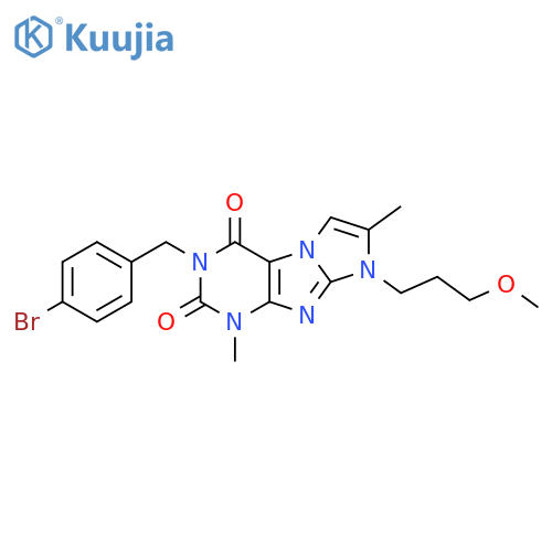 3-(4-bromophenyl)methyl-8-(3-methoxypropyl)-1,7-dimethyl-1H,2H,3H,4H,8H-imidazo1,2-gpurine-2,4-dione structure