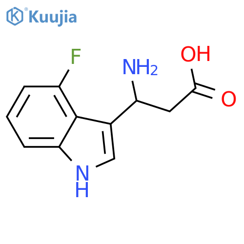 3-amino-3-(4-fluoro-1H-indol-3-yl)propanoic acid structure
