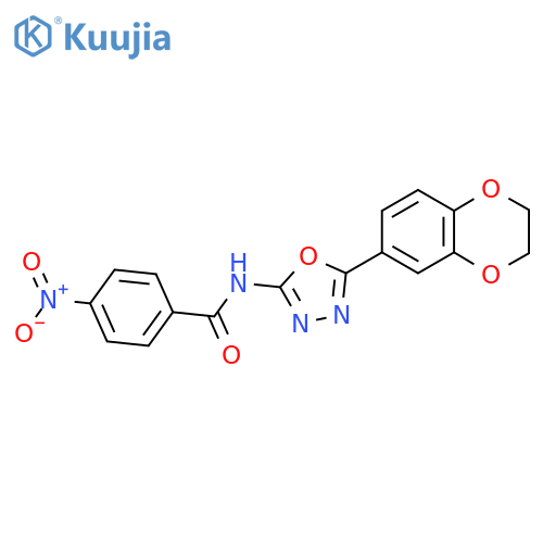 N-5-(2,3-dihydro-1,4-benzodioxin-6-yl)-1,3,4-oxadiazol-2-yl-4-nitrobenzamide structure