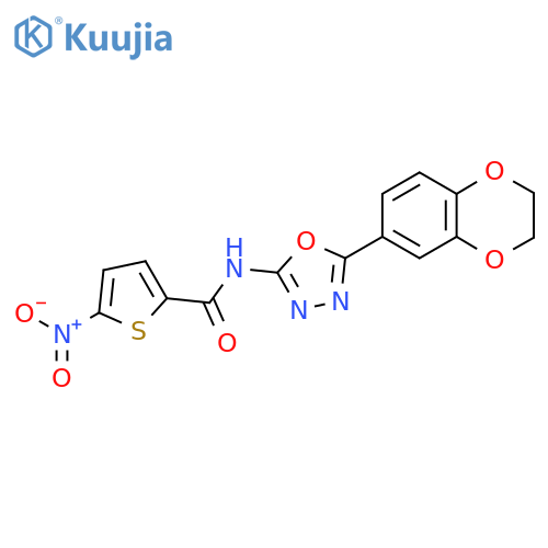 N-5-(2,3-dihydro-1,4-benzodioxin-6-yl)-1,3,4-oxadiazol-2-yl-5-nitrothiophene-2-carboxamide structure