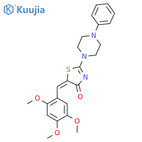 (5E)-2-(4-phenylpiperazin-1-yl)-5-(2,4,5-trimethoxyphenyl)methylidene-4,5-dihydro-1,3-thiazol-4-one structure