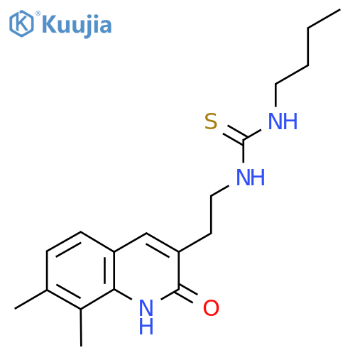 3-butyl-1-2-(7,8-dimethyl-2-oxo-1,2-dihydroquinolin-3-yl)ethylthiourea structure