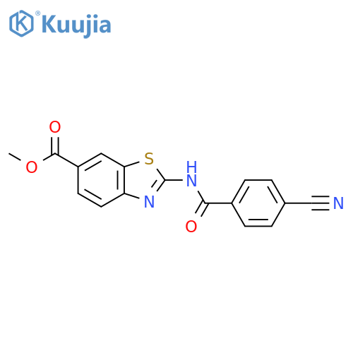 methyl 2-(4-cyanobenzamido)-1,3-benzothiazole-6-carboxylate structure