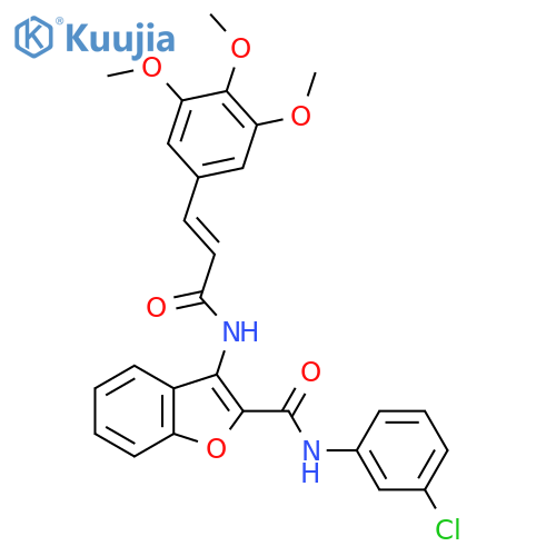 N-(3-chlorophenyl)-3-(2E)-3-(3,4,5-trimethoxyphenyl)prop-2-enamido-1-benzofuran-2-carboxamide structure