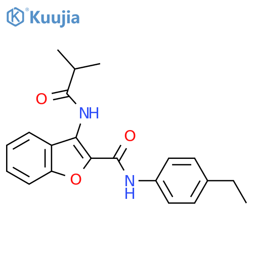 N-(4-ethylphenyl)-3-(2-methylpropanamido)-1-benzofuran-2-carboxamide structure