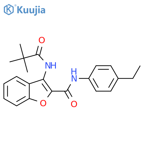 3-(2,2-dimethylpropanamido)-N-(4-ethylphenyl)-1-benzofuran-2-carboxamide structure