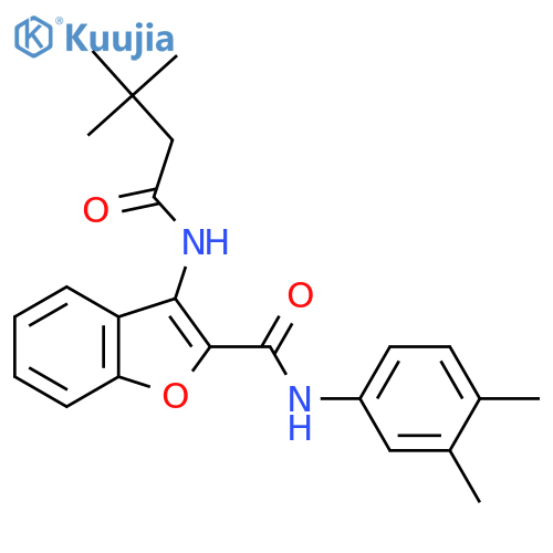 3-(3,3-dimethylbutanamido)-N-(3,4-dimethylphenyl)-1-benzofuran-2-carboxamide structure