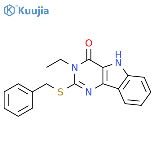 2-(benzylsulfanyl)-3-ethyl-3H,4H,5H-pyrimido5,4-bindol-4-one structure