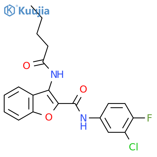 N-(3-chloro-4-fluorophenyl)-3-pentanamido-1-benzofuran-2-carboxamide structure