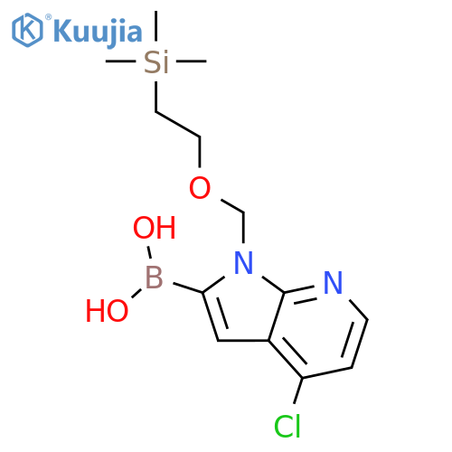 (4-Chloro-1-{[2-(trimethylsilyl)ethoxy]methyl}-1H-pyrrolo[2,3-b]pyridin-2-yl)boronic acid structure