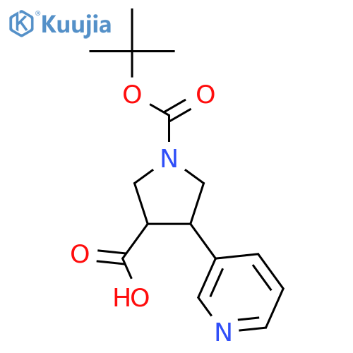 1-(tert-butoxy)carbonyl-4-(pyridin-3-yl)pyrrolidine-3-carboxylic acid structure
