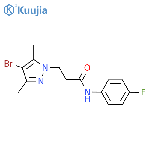 3-(4-bromo-3,5-dimethyl-1H-pyrazol-1-yl)-N-(4-fluorophenyl)propanamide structure