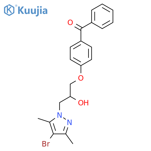 1-(4-benzoylphenoxy)-3-(4-bromo-3,5-dimethyl-1H-pyrazol-1-yl)propan-2-ol structure