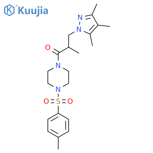 2-methyl-1-4-(4-methylbenzenesulfonyl)piperazin-1-yl-3-(3,4,5-trimethyl-1H-pyrazol-1-yl)propan-1-one structure